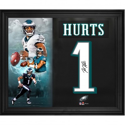 Jalen Hurts Philadelphia Eagles Autographed Fanatics Authentic Framed 20 x 24 Jersey Number Collage