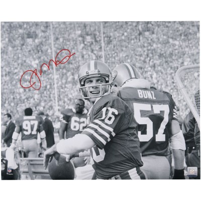 Joe Montana San Francisco 49ers Autographed Fanatics Authentic 16 x 20 Black & White Warm Up Photograph