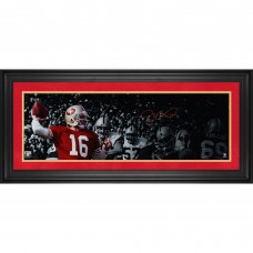 Joe Montana San Francisco 49ers Autographed Fanatics Authentic Framed 10 x 30 Throwing Spotlight Panoramic Photograph
