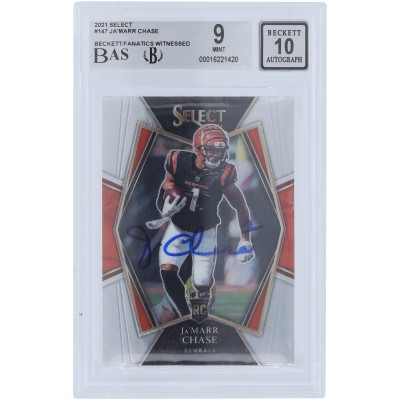 JaMarr Chase Cincinnati Bengals Autographed 2021 Panini Select #147 Beckett Fanatics Witnessed Authenticated 9/10 Rookie Card
