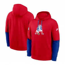 New England Patriots Nike Red Throwback Logo Club Tri-Blend Pullover Hoodie