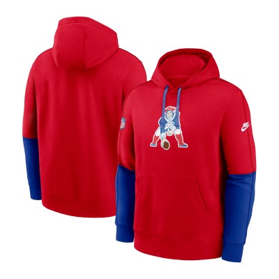 New England Patriots Nike Red Throwback Logo Club Tri-Blend Pullover Hoodie