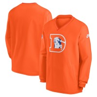 Кофта Denver Broncos Nike Orange 2024 Sideline Throwback Logo Long-Sleeve V-Neck Windshirt