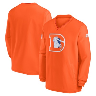 Кофта Denver Broncos Nike Orange 2024 Sideline Throwback Logo Long-Sleeve V-Neck Windshirt