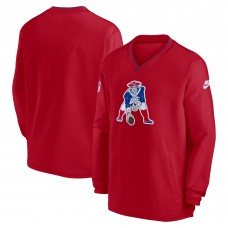New England Patriots Nike Red 2024 Sideline Throwback Logo Long Sleeve V-Neck Windshirt