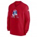 New England Patriots Nike Red 2024 Sideline Throwback Logo Long Sleeve V-Neck Windshirt