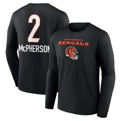Cincinnati Bengals Evan McPherson Black Team Wordmark Player Name & Number Long Sleeve T-Shirt