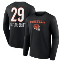 Cincinnati Bengals Cam Taylor-Britt Black Team Wordmark Player Name & Number Long Sleeve T-Shirt
