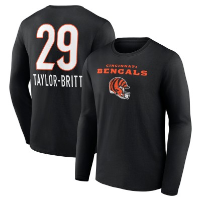 Cincinnati Bengals Cam Taylor-Britt Black Team Wordmark Player Name & Number Long Sleeve T-Shirt