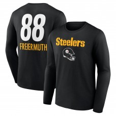 Pittsburgh Steelers Pat Freiermuth Black Team Wordmark Player Name & Number Long Sleeve T-Shirt