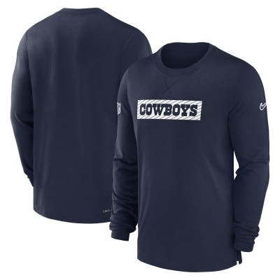 Футболка с длинным рукавом Dallas Cowboys Nike 2024/25 Sideline Player Tri-Blend Performance - Navy
