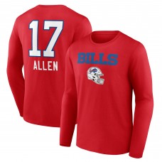 Футболка с длинным рукавом Josh Allen Buffalo Bills Team Wordmark Player Name & Number - Red