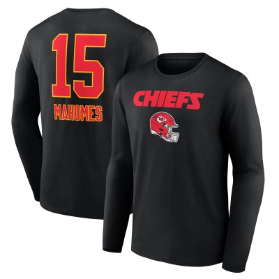 Футболка с длинным рукавом Patrick Mahomes Kansas City Chiefs Team Wordmark Player Name & Number - Black