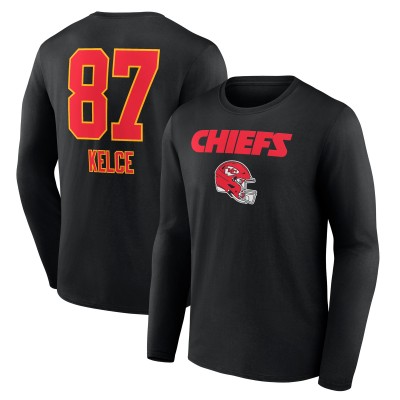 Футболка с длинным рукавом Travis Kelce Kansas City Chiefs Team Wordmark Player Name & Number - Black