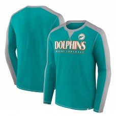 Miami Dolphins Fanatics Aqua/Gray Behind the Line Long Sleeve T-Shirt