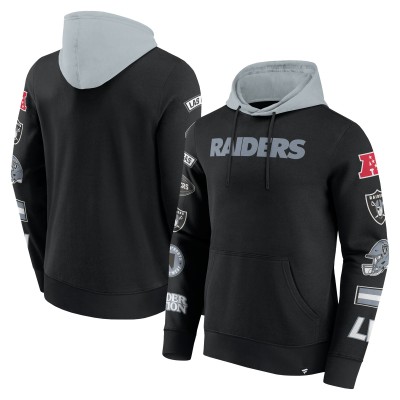 Las Vegas Raiders Fanatics Black/Gray Patched Out Pullover Hoodie