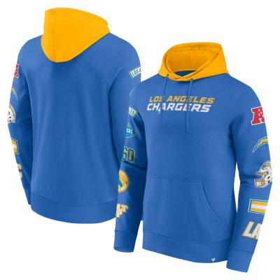 Los Angeles Chargers Fanatics Powder Blue/Gold Patched Out Pullover Hoodie