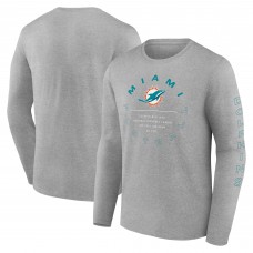 Miami Dolphins Fanatics Heather Gray Stat Sheet Long Sleeve T-Shirt