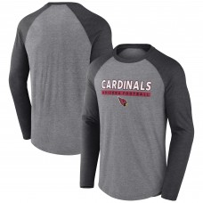 Arizona Cardinals Fanatics Heather Gray/Charcoal Tri-Blend Raglan Long Sleeve T-Shirt