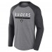Las Vegas Raiders Fanatics Heather Gray/Charcoal Tri-Blend Raglan Long Sleeve T-Shirt