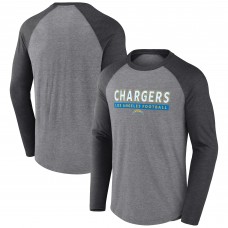 Футболка с длинным рукавом Los Angeles Chargers Tri-Blend Raglan - Heather Gray/Charcoal