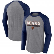 Футболка с длинным рукавом Chicago Bears Fanatics Heather Gray/Navy Tri-Blend Raglan Футболка с длинным рукавом Chicago Bears Fanatics Heather Gray/Navy Tri-Blend Raglan