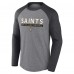 Футболка с длинным рукавом New Orleans Saints Fanatics Heather Gray/Charcoal Tri-Blend Raglan