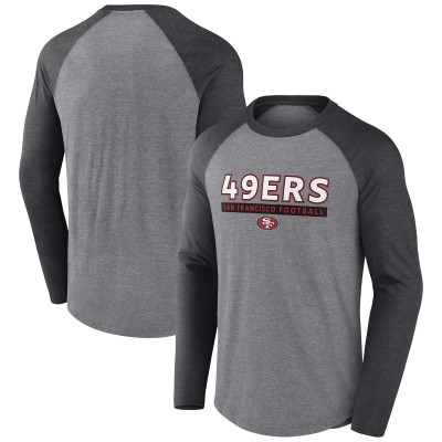 Футболка с длинным рукавом San Francisco 49ers Tri-Blend Raglan - Heather Gray/Charcoal
