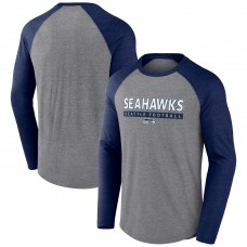 Футболка с длинным рукавом Seattle Seahawks Tri-Blend Raglan - Heather Gray/College Navy