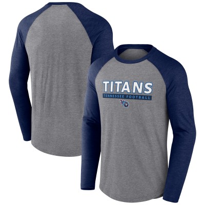 Футболка с длинным рукавом Tennessee Titans Tri-Blend Raglan - Heather Gray/Navy