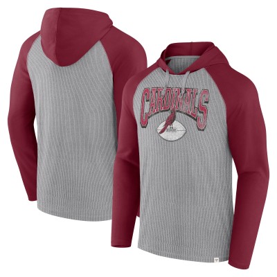 Arizona Cardinals Fanatics Gray/Cardinal Under Center Long Sleeve Hoodie T-Shirt