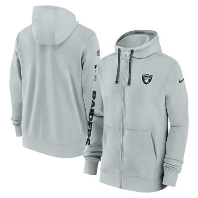 Толстовка на молнии Las Vegas Raiders Nike 2024 Sideline Club - Silver