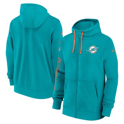 Толстовка на молнии Miami Dolphins Nike Aqua 2024 Sideline Club