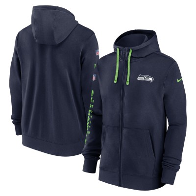 Толстовка на молнии Seattle Seahawks Nike 2024 Sideline Club - College Navy