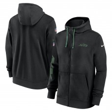 Толстовка на молнии New York Jets Nike 2024 Sideline Club - Black