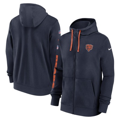 Толстовка на молнии Chicago Bears Nike Navy 2024 Sideline Club