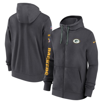 Толстовка на молнии Green Bay Packers Nike 2024 Sideline Club - Anthracite