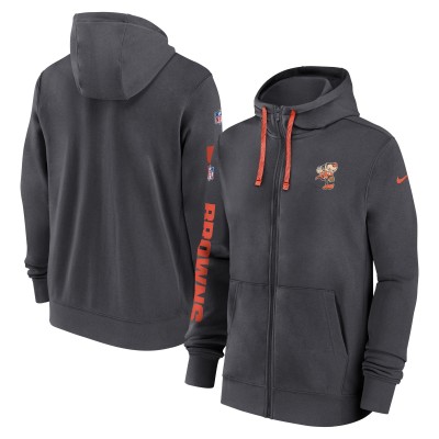 Толстовка на молнии Cleveland Browns Nike Anthracite 2024 Sideline Club