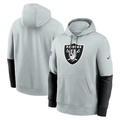 Las Vegas Raiders Nike Silver 2024 Sideline Club Pullover Hoodie
