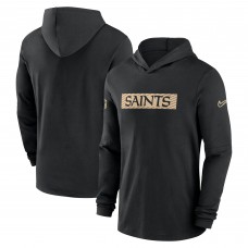 Футболка с длинным рукавом с капюшоном New Orleans Saints Nike Black 2024/25 Sideline Performance