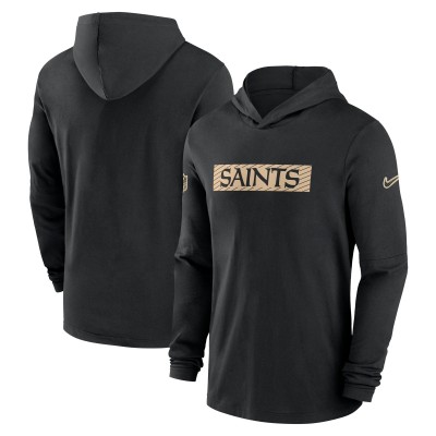Футболка с длинным рукавом с капюшоном New Orleans Saints Nike Black 2024/25 Sideline Performance