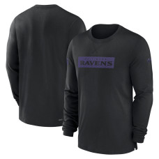 Футболка с длинным рукавом Baltimore Ravens Nike Black Sideline Performance Футболка с длинным рукавом Baltimore Ravens Nike Black Sideline Performance
