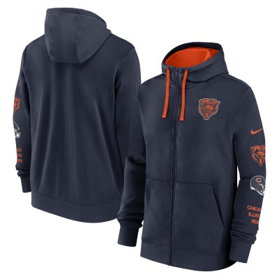 Толстовка на молнии Chicago Bears Nike Navy Primetime Club