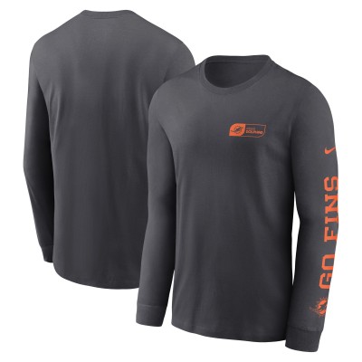 Miami Dolphins Nike Anthracite All Out Long Sleeve T-Shirt