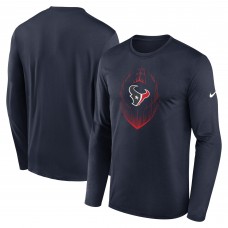 Футболка с длинным рукавом Houston Texans Nike Navy Icon Legend Performance