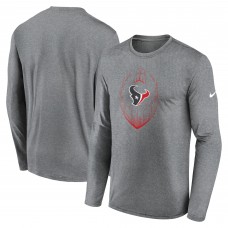 Футболка с длинным рукавом Houston Texans Nike Heather Gray Icon Legend Performance Футболка с длинным рукавом Houston Texans Nike Heather Gray Icon Legend Performance