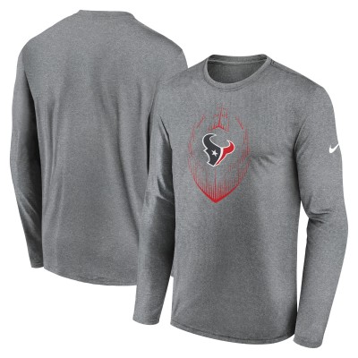 Футболка с длинным рукавом Houston Texans Nike Heather Gray Icon Legend Performance