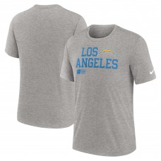 Los Angeles Chargers Nike Heather Gray Overlap Lockup Tri-Blend T-Shirt