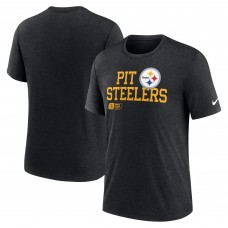 Pittsburgh Steelers Nike Black Overlap Lockup Tri-Blend T-Shirt