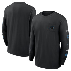 Футболка с длинным рукавом Carolina Panthers Nike Black Rewind Heavy Max90 Pocket Футболка с длинным рукавом Carolina Panthers Nike Black Rewind Heavy Max90 Pocket